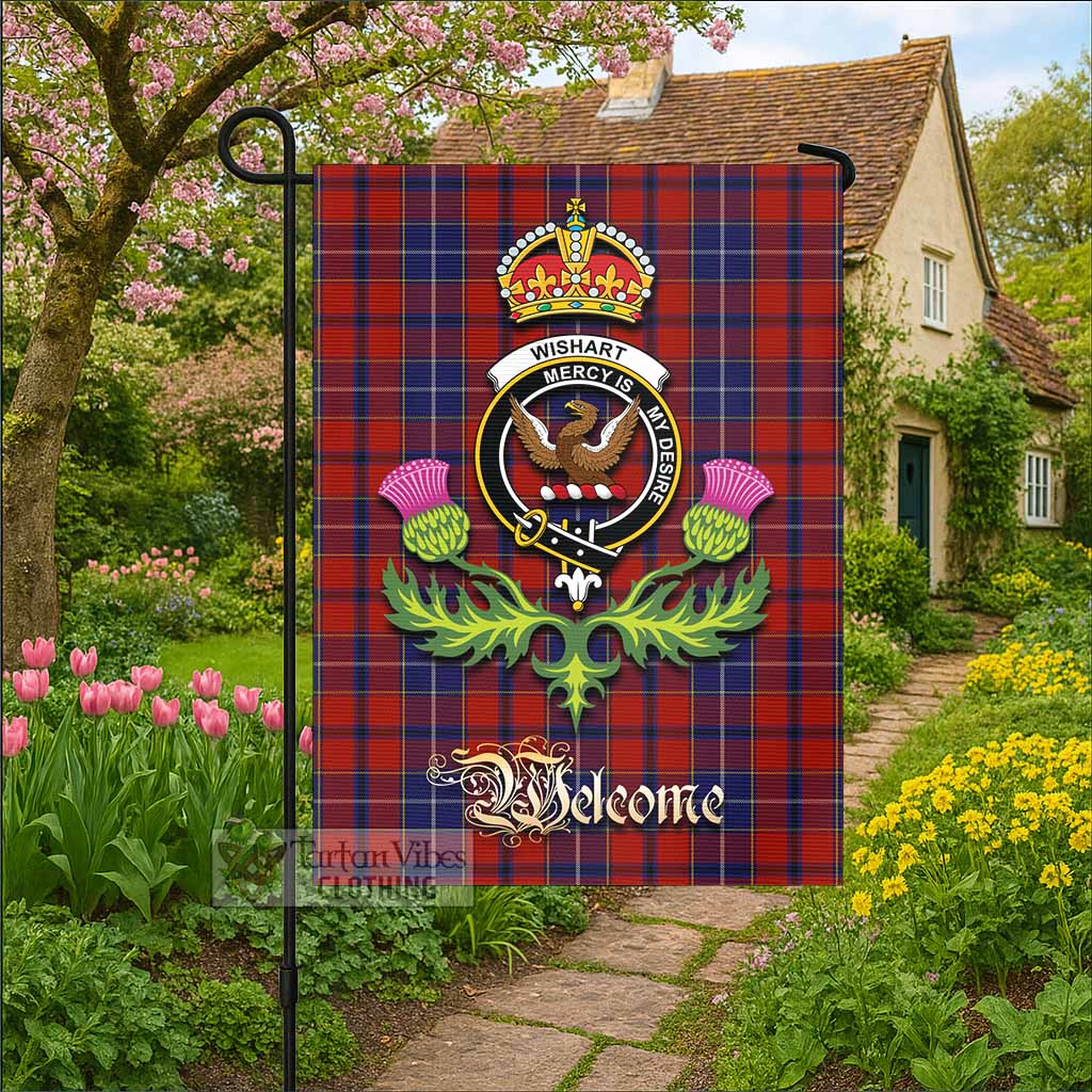 Wishart Tartan Family Crest Garden Flag Royal Thistle Welcome Style - Tartan Vibes Clothing
