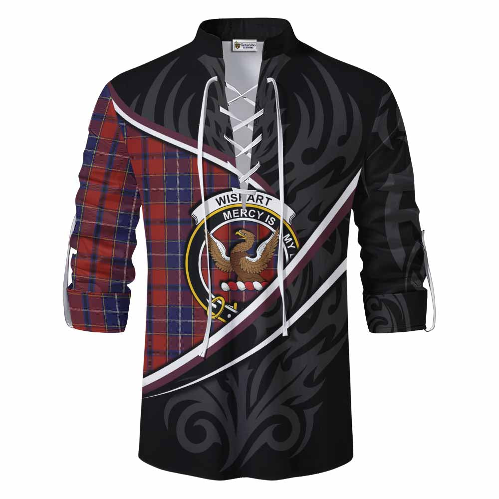 Wishart Tartan Family Crest Ghillie Kilt Shirt Celtic Scottish Thistle Floral - Tartan Vibes Clothing