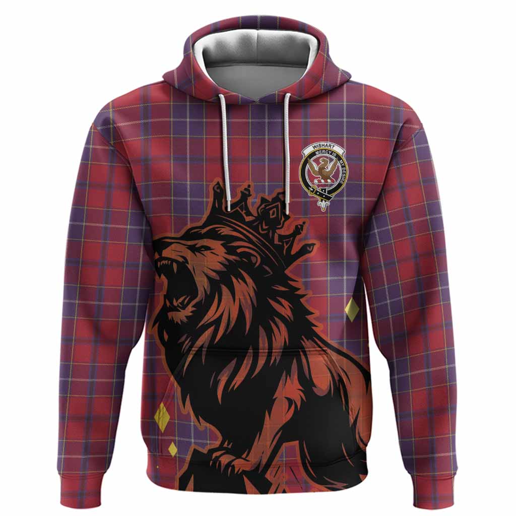 Wishart Tartan Family Crest Hoodie Crowned Lion Roaring