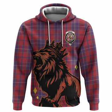 Wishart Tartan Family Crest Hoodie Crowned Lion Roaring