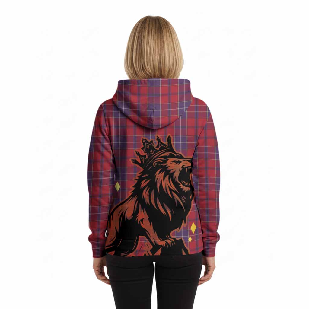 Wishart Tartan Family Crest Hoodie Crowned Lion Roaring