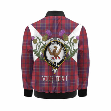 Wishart Tartan Family Crest Kid Bomber Jacket Scottish Burns Night Thistle Floral