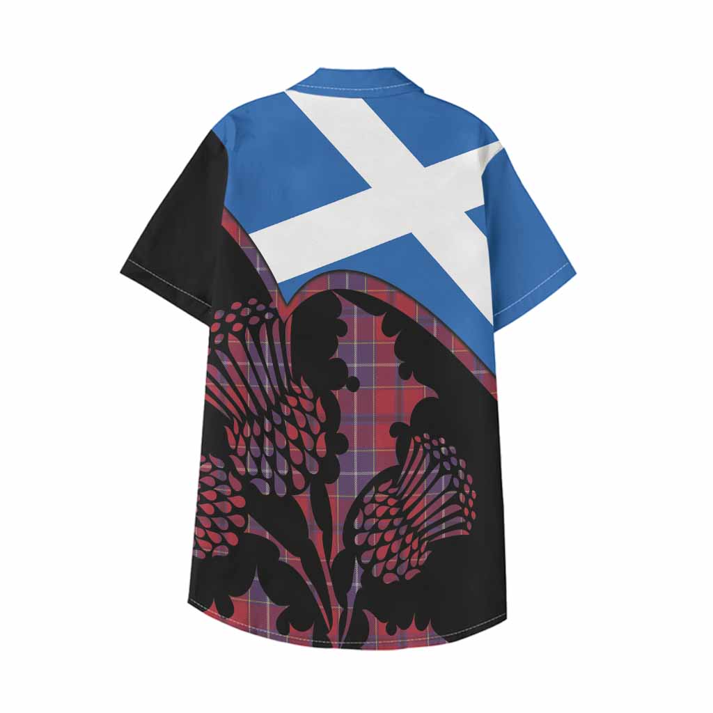 Wishart Tartan Family Crest Kid Hawaiian Shirt Scotland Thistle Floral Flag Style