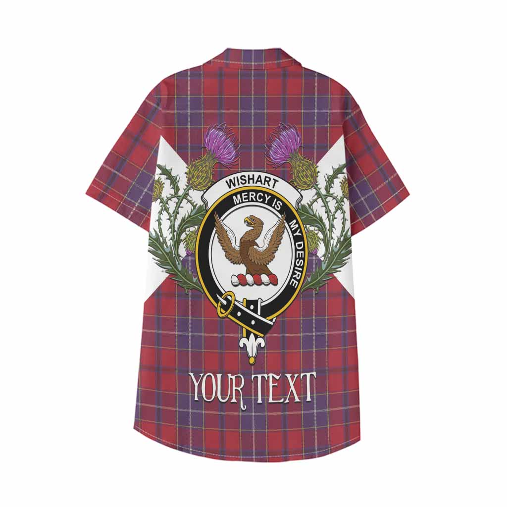 Wishart Tartan Family Crest Kid Hawaiian Shirt Scottish Burns Night Thistle Floral