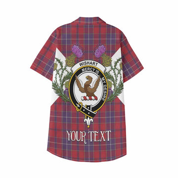 Wishart Tartan Family Crest Kid Hawaiian Shirt Scottish Burns Night Thistle Floral