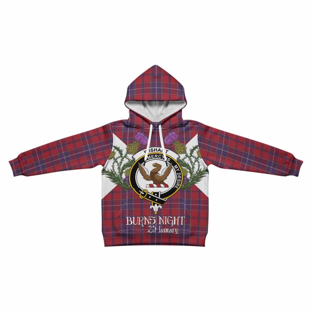 Wishart Tartan Family Crest Kid Hoodie Scottish Burns Night Thistle Floral