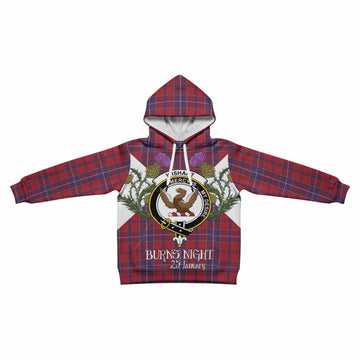 Wishart Tartan Family Crest Kid Hoodie Scottish Burns Night Thistle Floral