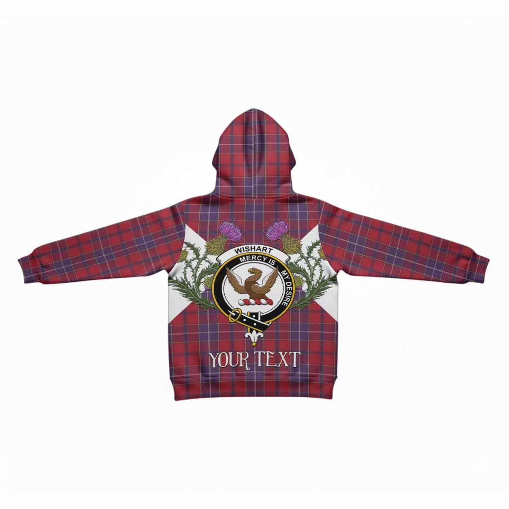 Wishart Tartan Family Crest Kid Hoodie Scottish Burns Night Thistle Floral