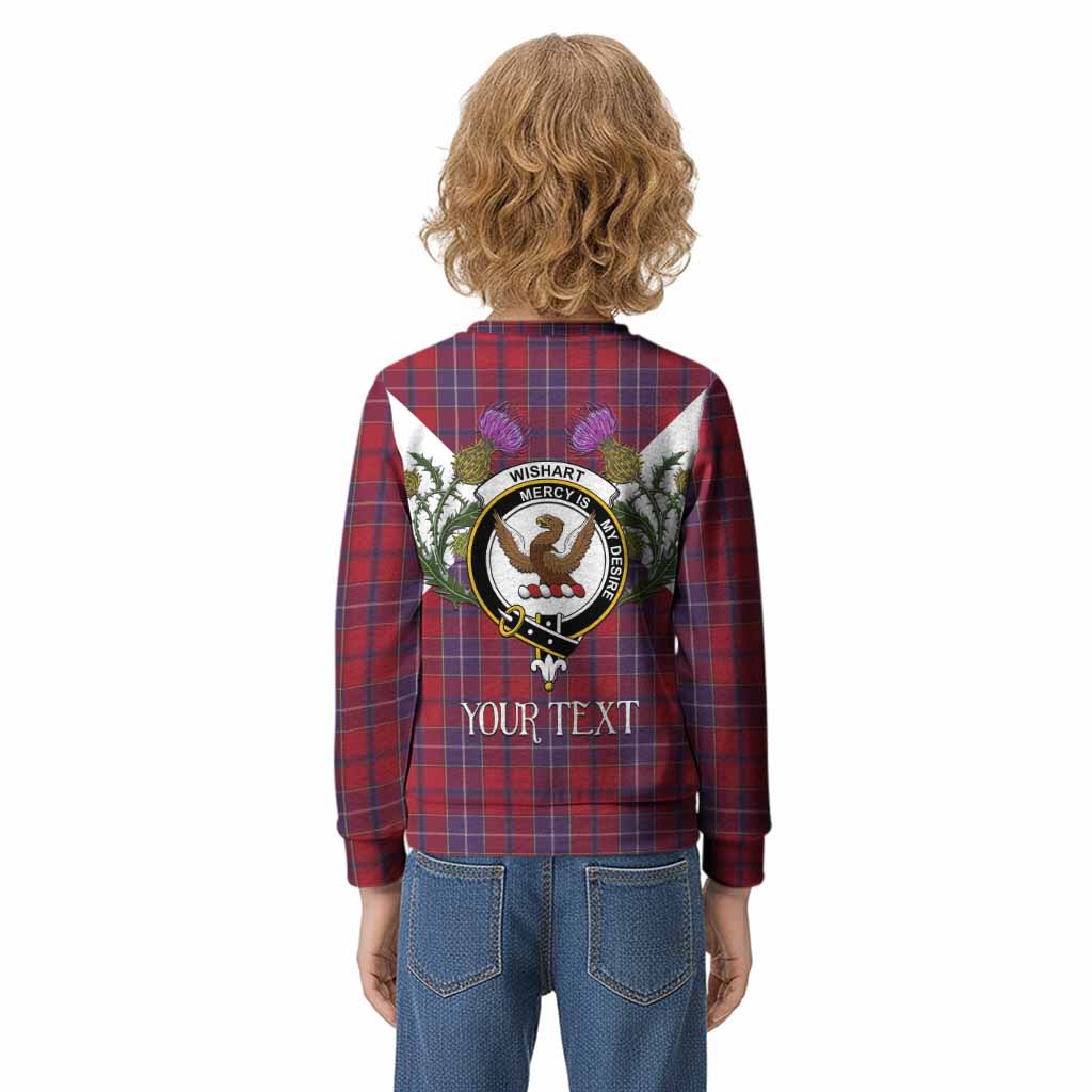 Wishart Tartan Family Crest Kid Knitted Sweatshirt Scottish Burns Night Thistle Floral