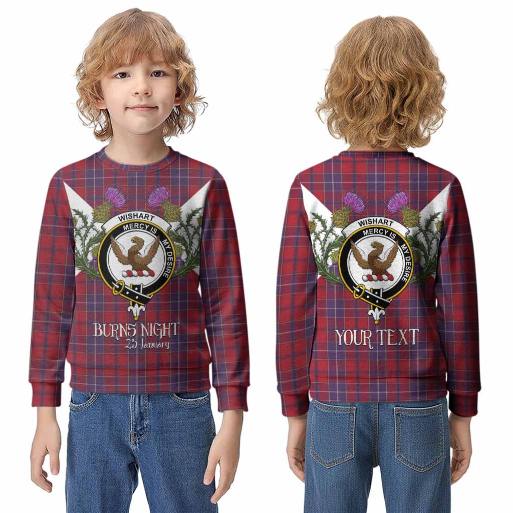 Wishart Tartan Family Crest Kid Knitted Sweatshirt Scottish Burns Night Thistle Floral