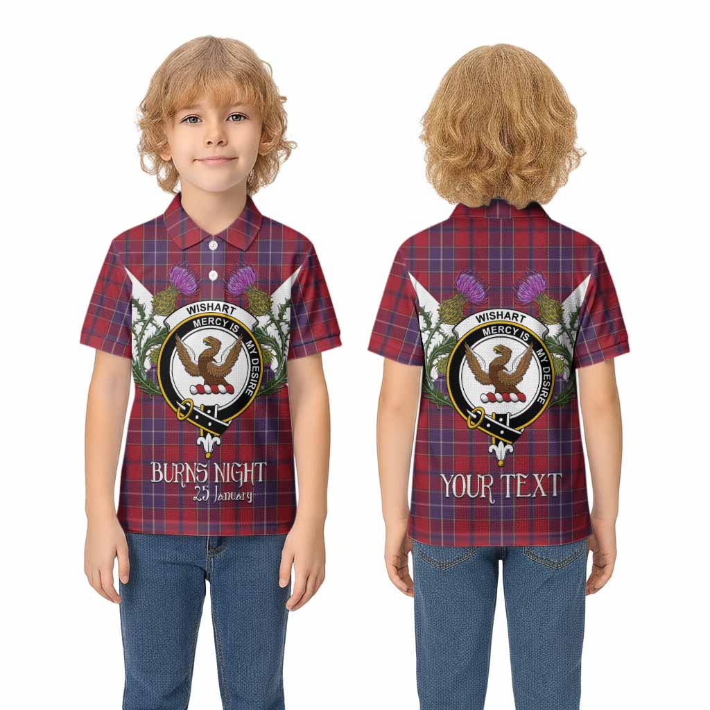 Wishart Tartan Family Crest Kid Polo Shirt Scottish Burns Night Thistle Floral
