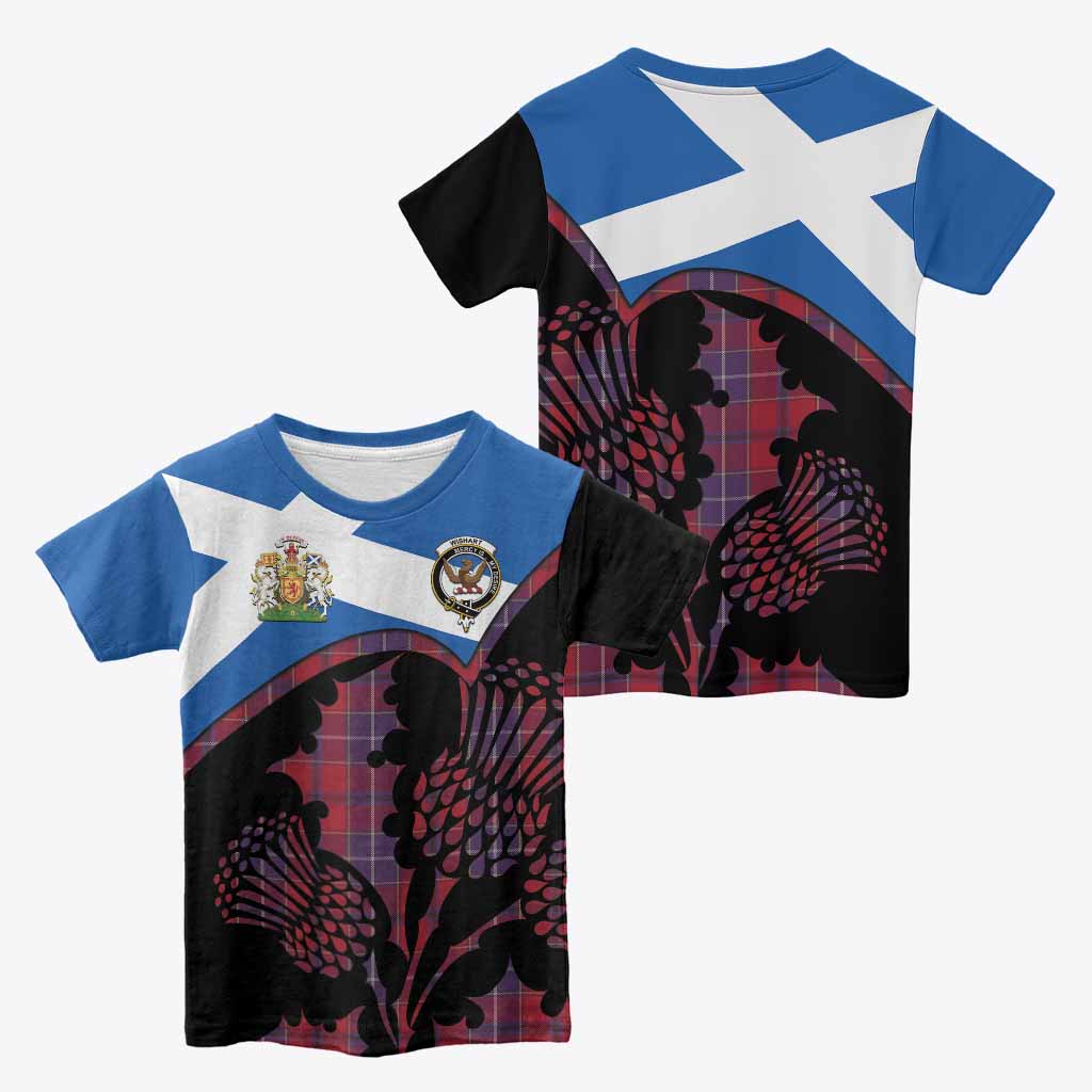 Wishart Tartan Family Crest Kid T-shirt Scotland Thistle Floral Flag Style
