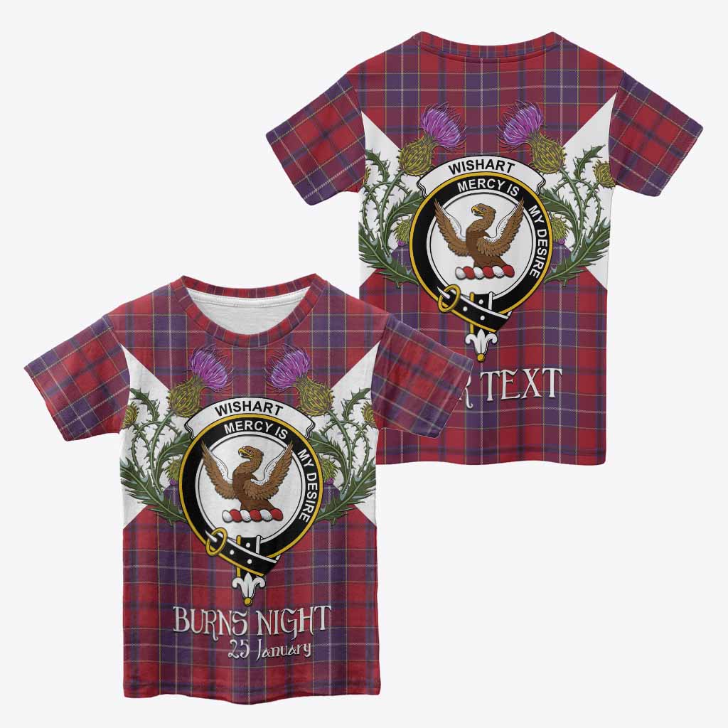 Wishart Tartan Family Crest Kid T-shirt Scottish Burns Night Thistle Floral