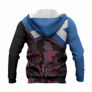 Wishart Tartan Family Crest Knitted Hoodie Scotland Thistle Floral Flag Style