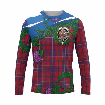 Wishart Tartan Family Crest Long Sleeve T-Shirt Thistle in Minimalism