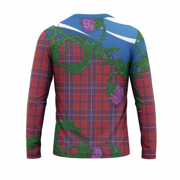 Wishart Tartan Family Crest Long Sleeve T-Shirt Thistle in Minimalism