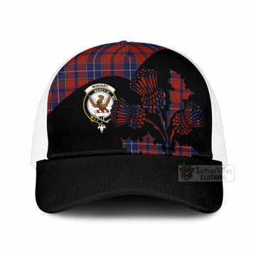 Wishart Tartan Family Crest Mesh Trucker Cap Scotland Thistle Floral Flag Style