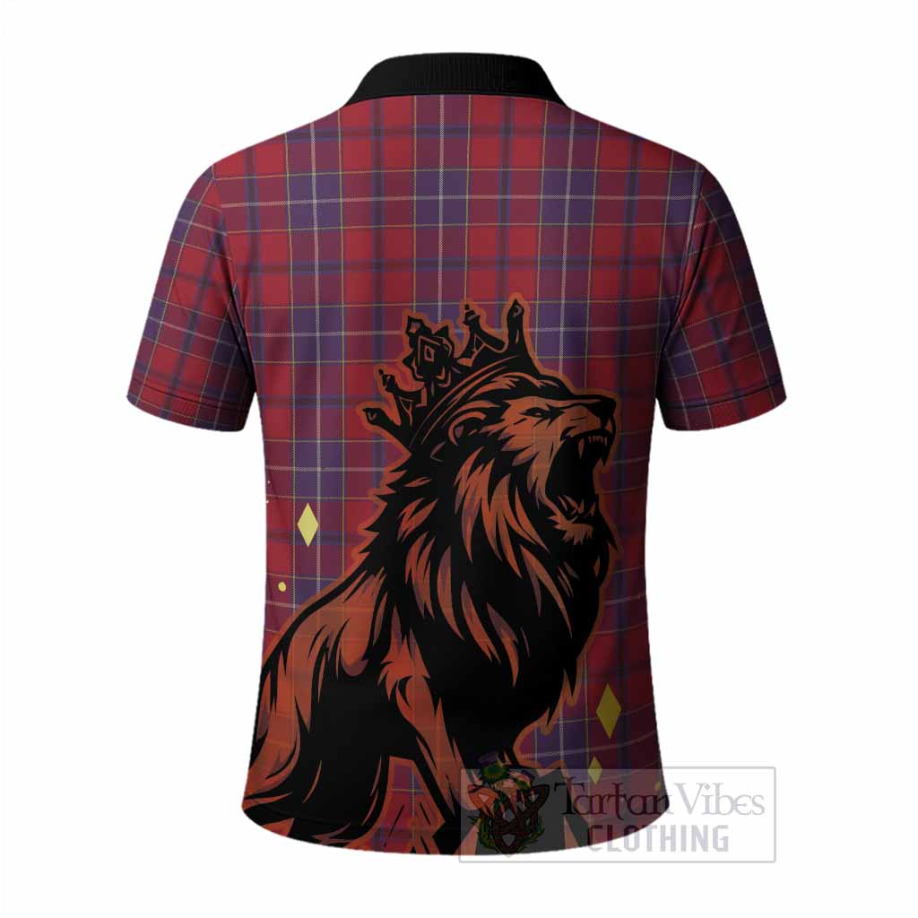 Wishart Tartan Family Crest Polo Shirt Crowned Lion Roaring