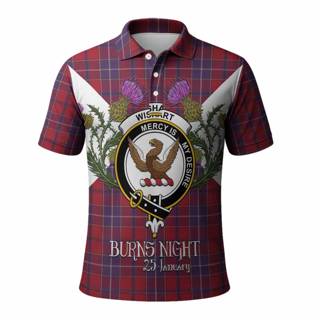 Wishart Tartan Family Crest Polo Shirt Scottish Burns Night Thistle Floral