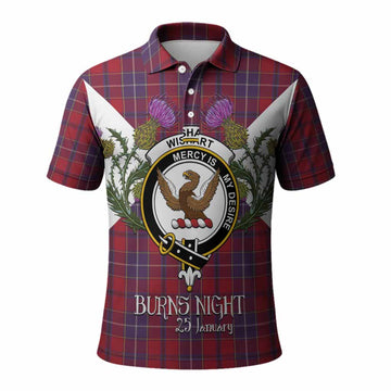 Wishart Tartan Family Crest Polo Shirt Scottish Burns Night Thistle Floral