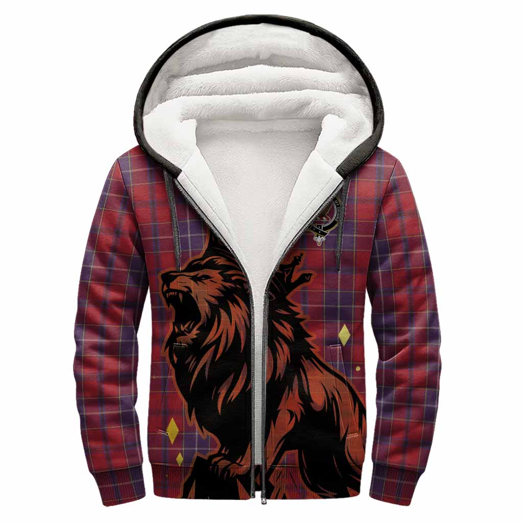 Wishart Tartan Family Crest Sherpa Hoodie Crowned Lion Roaring