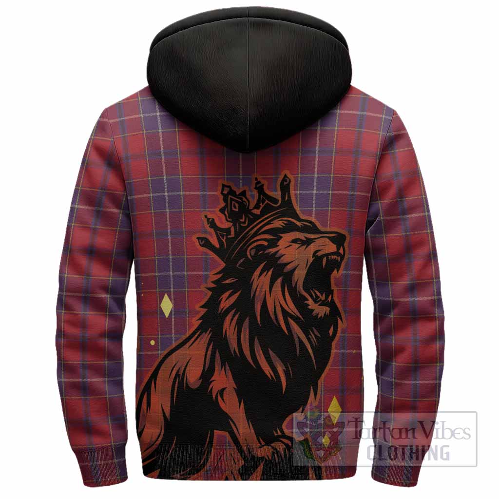 Wishart Tartan Family Crest Sherpa Hoodie Crowned Lion Roaring