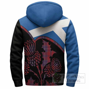 Wishart Tartan Family Crest Sherpa Hoodie Scotland Thistle Floral Flag Style