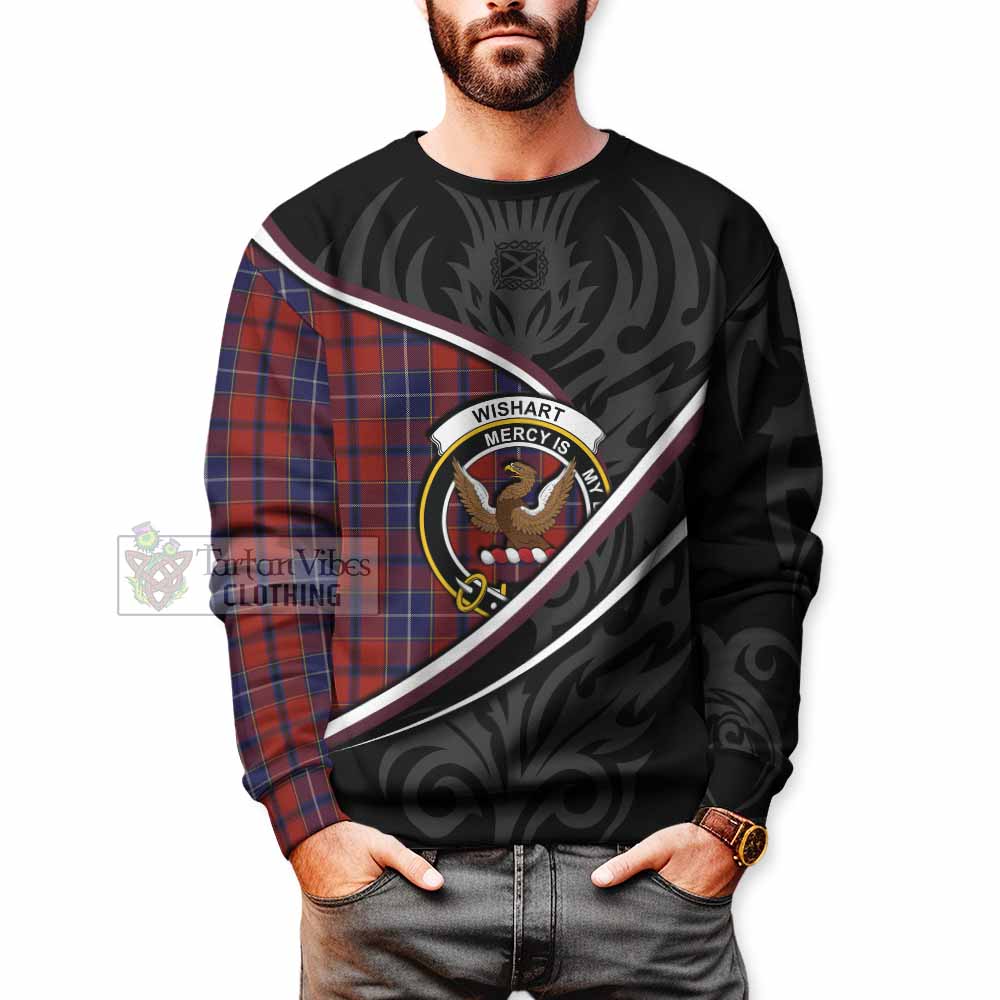 Wishart Tartan Family Crest Sweatshirt Celtic Scottish Thistle Floral - Tartan Vibes Clothing