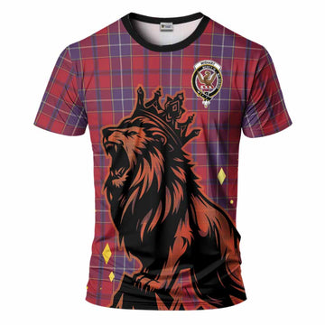 Wishart Tartan Family Crest T-Shirt Crowned Lion Roaring