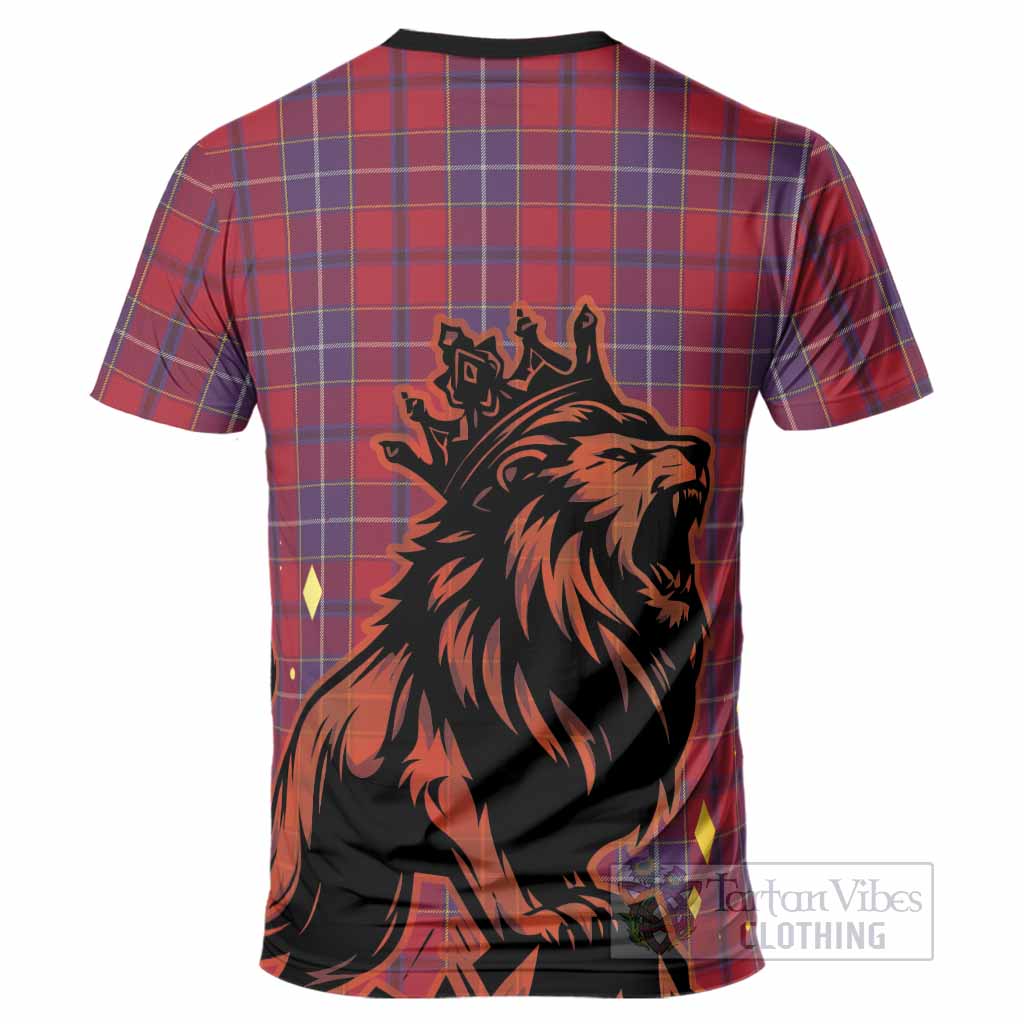 Wishart Tartan Family Crest T-Shirt Crowned Lion Roaring