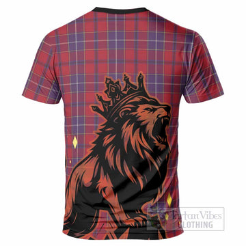 Wishart Tartan Family Crest T-Shirt Crowned Lion Roaring