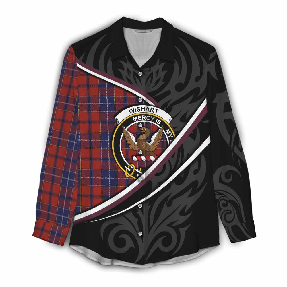 Wishart Tartan Family Crest Women Casual Shirt Celtic Scottish Thistle Floral - Tartan Vibes Clothing