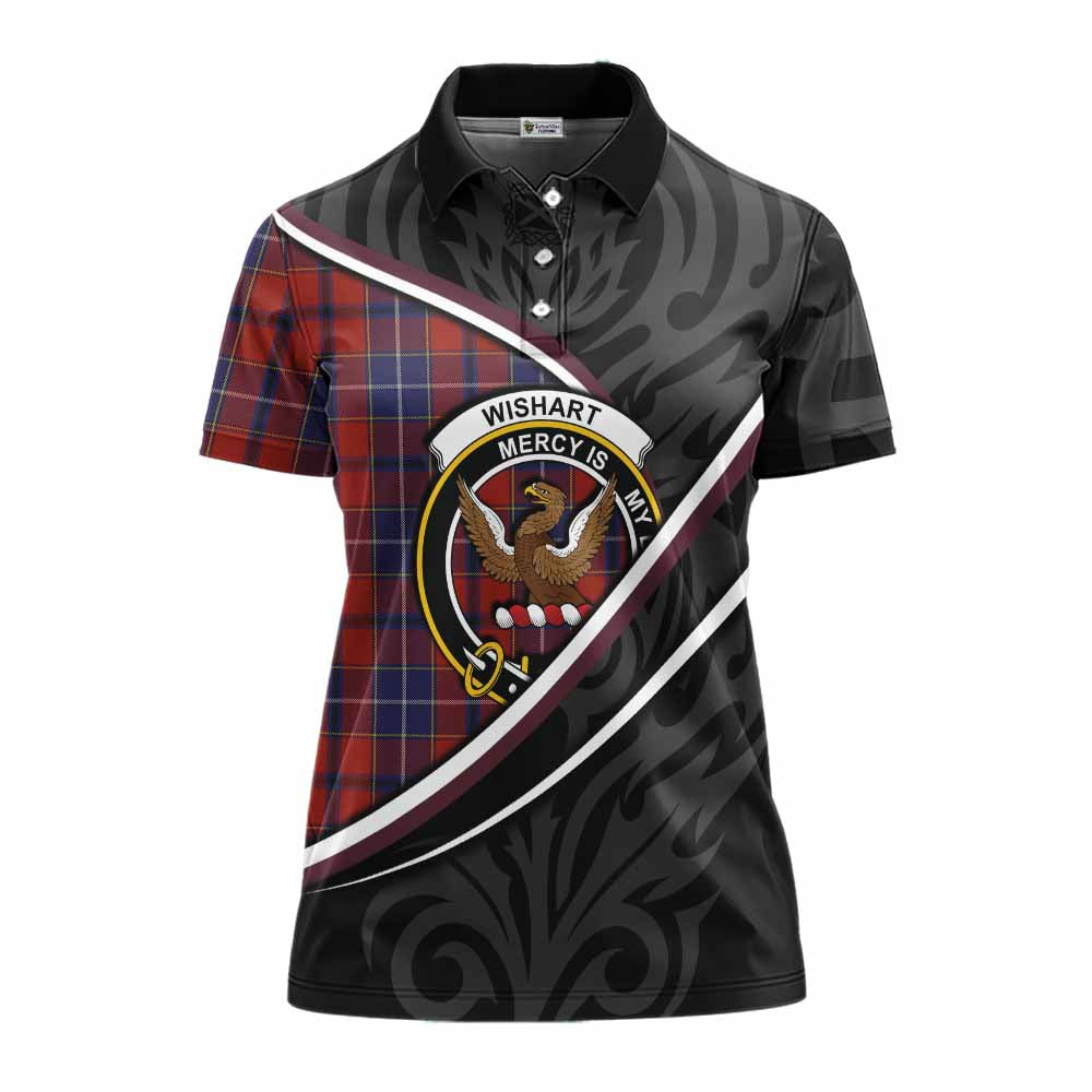 Wishart Tartan Family Crest Women's Polo Shirt Celtic Scottish Thistle Floral - Tartan Vibes Clothing