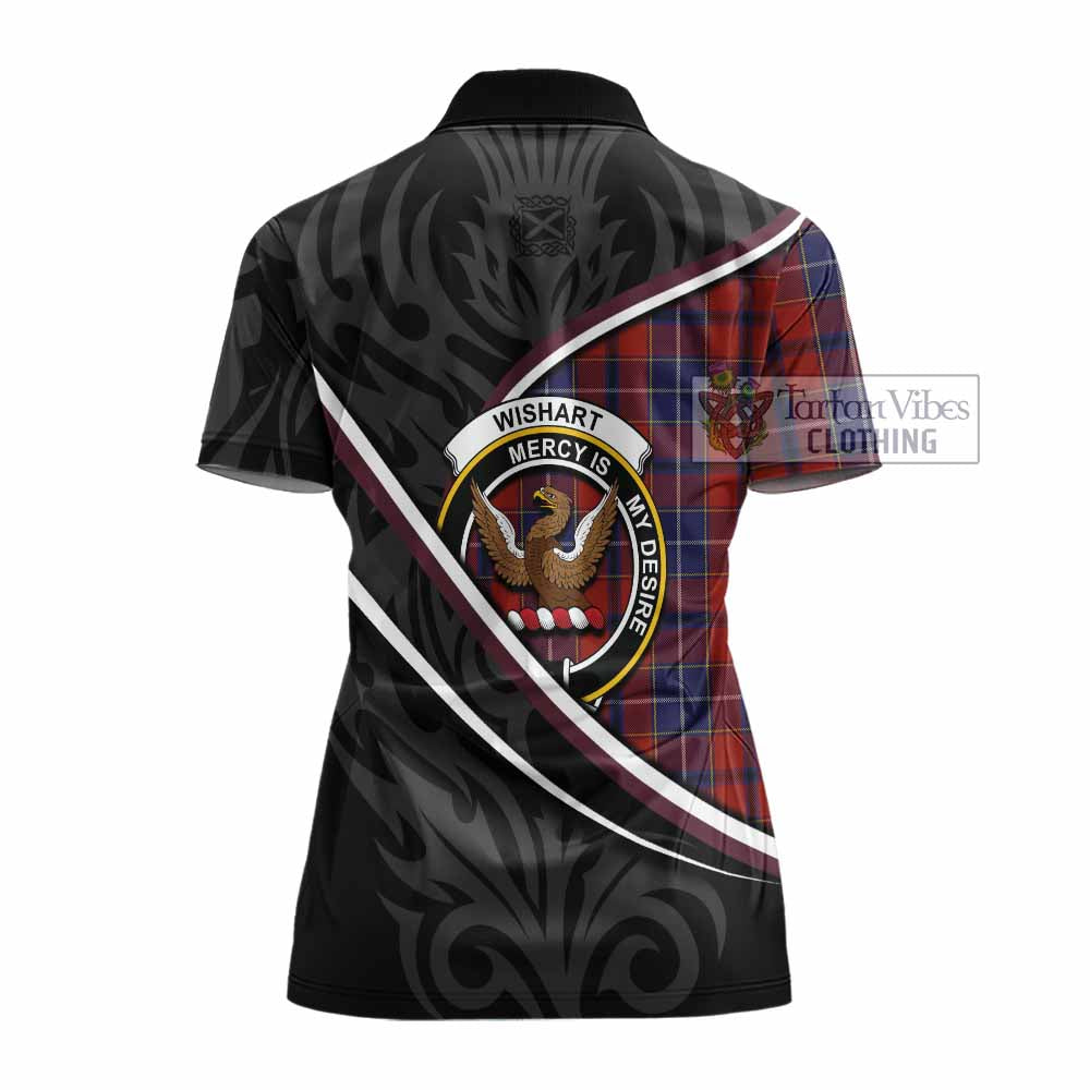Wishart Tartan Family Crest Women's Polo Shirt Celtic Scottish Thistle Floral - Tartan Vibes Clothing