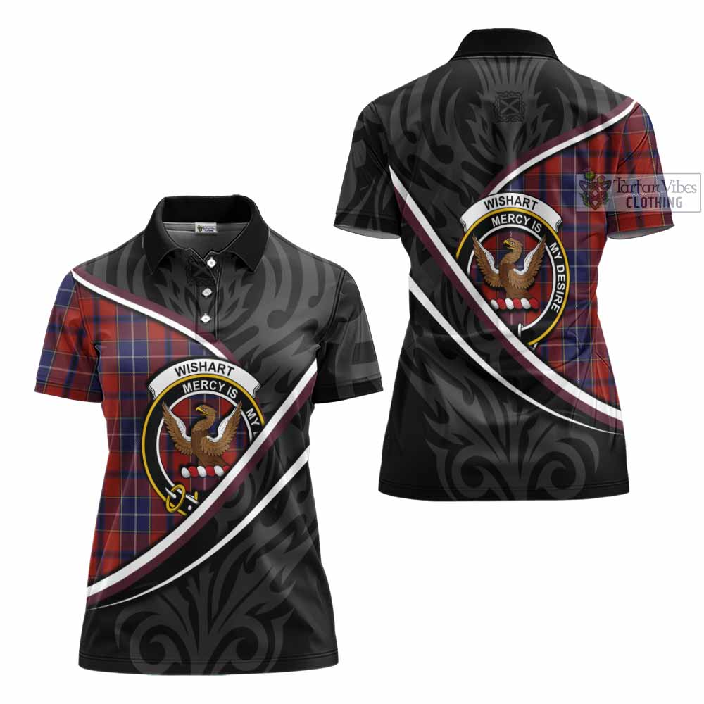 Wishart Tartan Family Crest Women's Polo Shirt Celtic Scottish Thistle Floral - Tartan Vibes Clothing