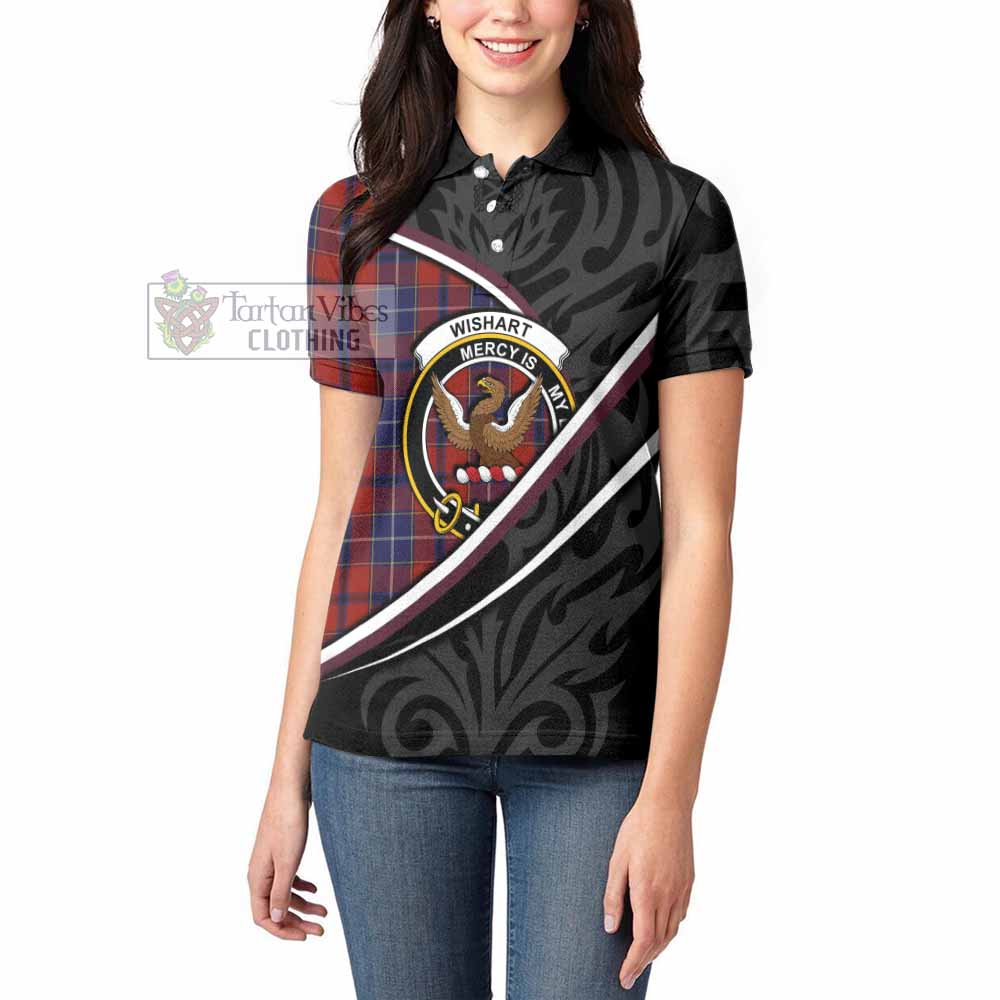 Wishart Tartan Family Crest Women's Polo Shirt Celtic Scottish Thistle Floral - Tartan Vibes Clothing