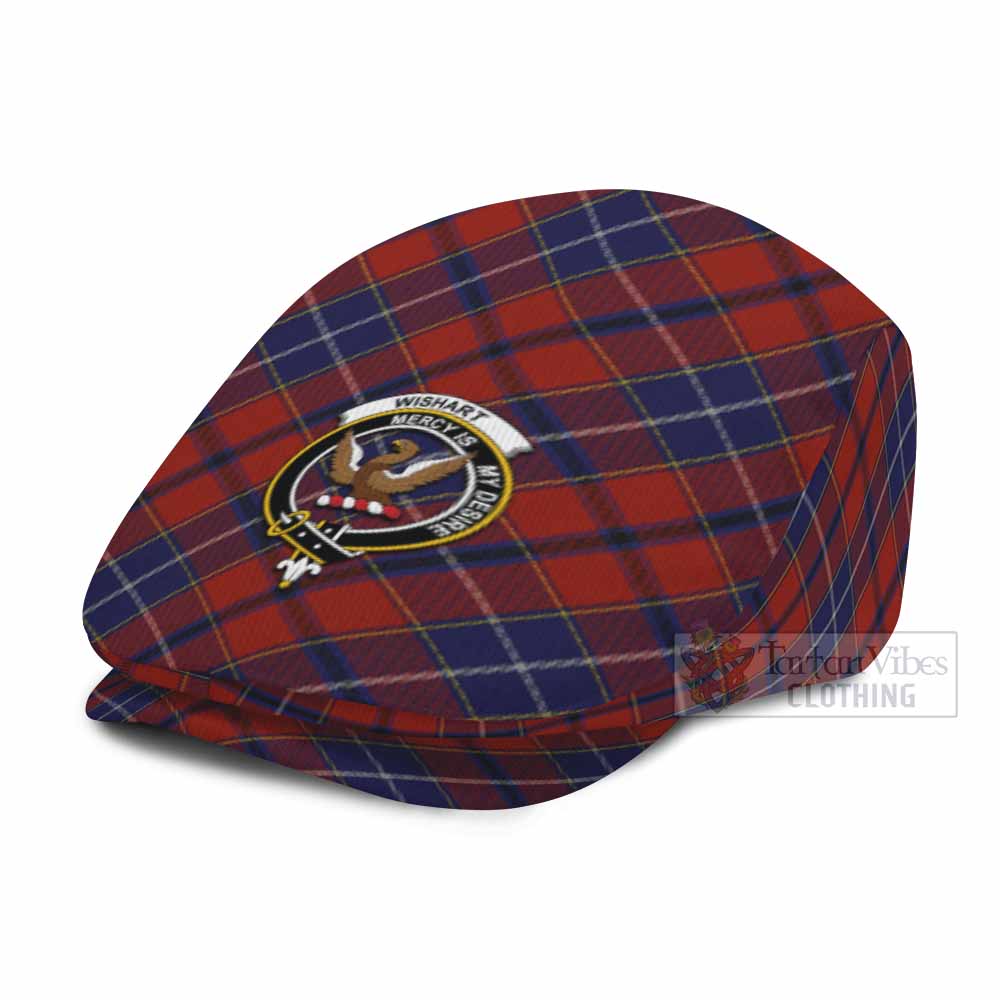 Wishart Tartan Flat Cap, Jeff Cap Cross Style with Family Crest - Tartan Vibes Clothing