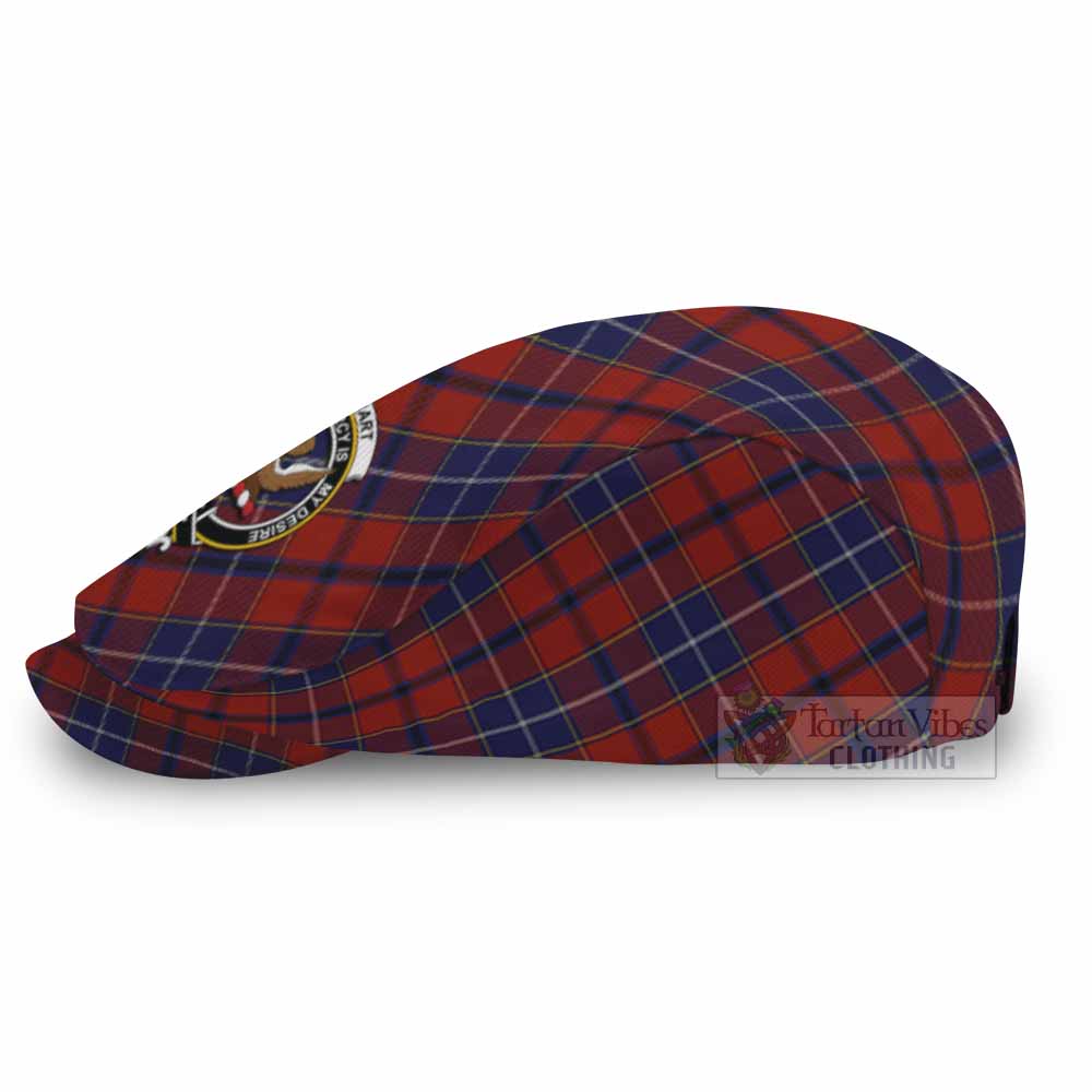 Wishart Tartan Flat Cap, Jeff Cap Cross Style with Family Crest - Tartan Vibes Clothing