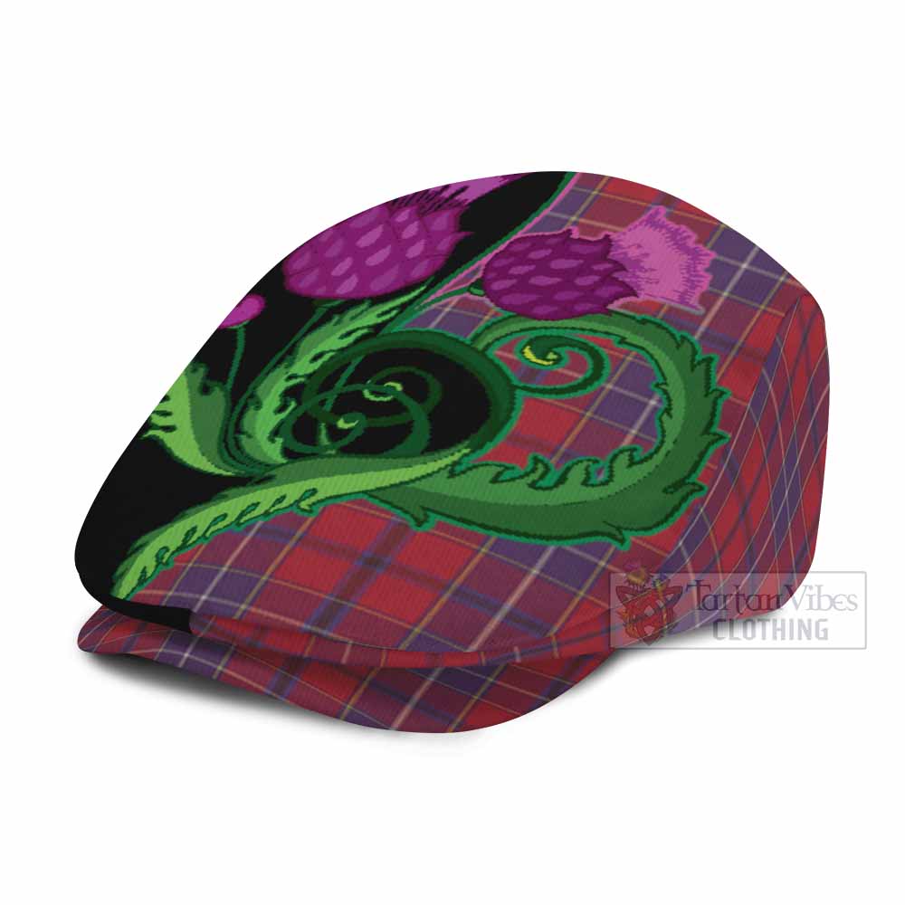 Wishart Tartan Flat Cap, Jeff Cap Traditional Scottish Thistle