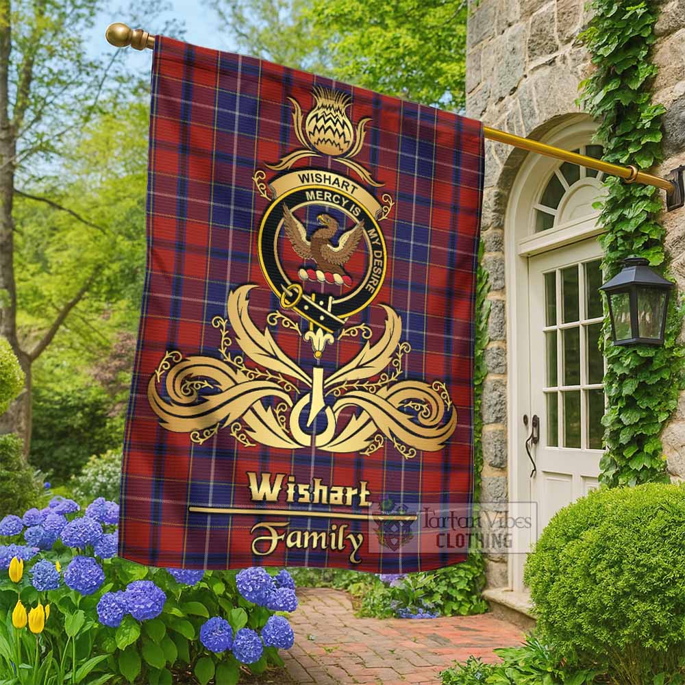 Wishart Tartan Garden Flag with Highland Thistle Cherish Family Crest Style - Tartan Vibes Clothing