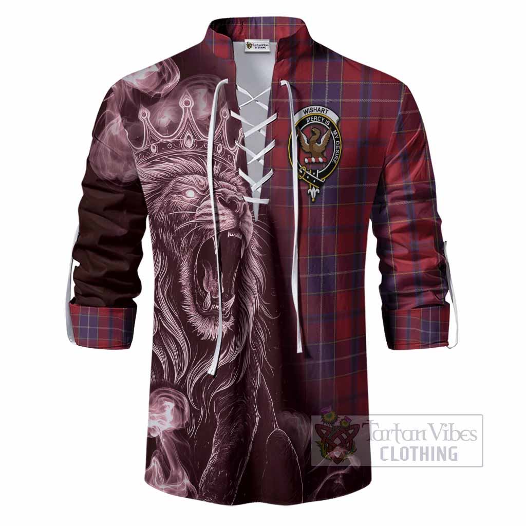 Wishart Tartan Ghillie Shirt Roaring Lion Heritage