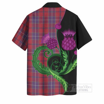 Wishart Tartan Hawaiian Shirt Traditional Scottish Thistle