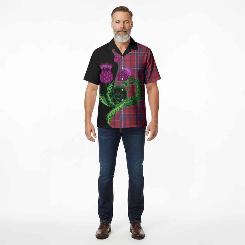 Wishart Tartan Hawaiian Shirt Traditional Scottish Thistle