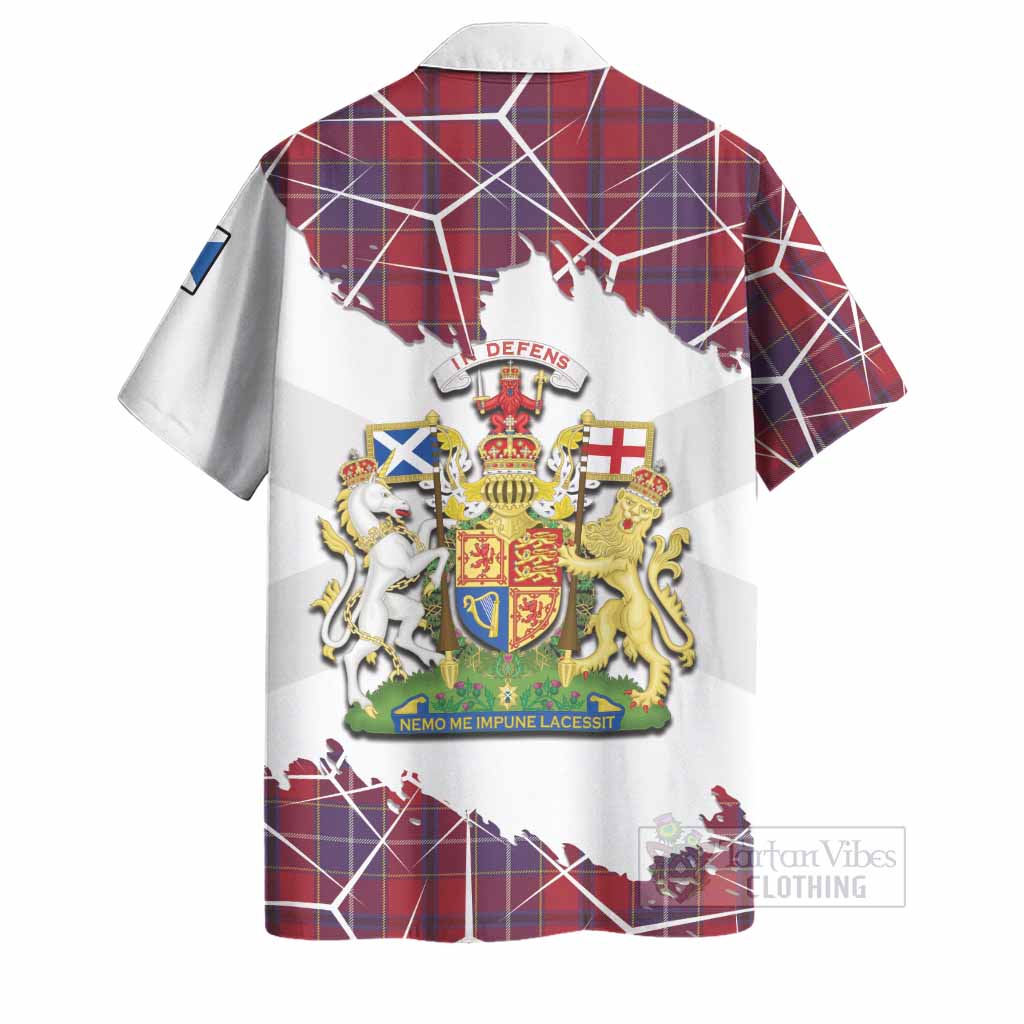 Wishart Tartan Hawaiian Shirt with Family Crest and Lion Rampant Grunge Style