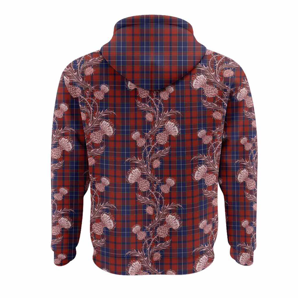 Wishart Tartan Hoodie Seamless Scottish Thistle Flowers