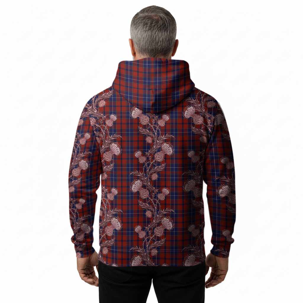 Wishart Tartan Hoodie Seamless Scottish Thistle Flowers