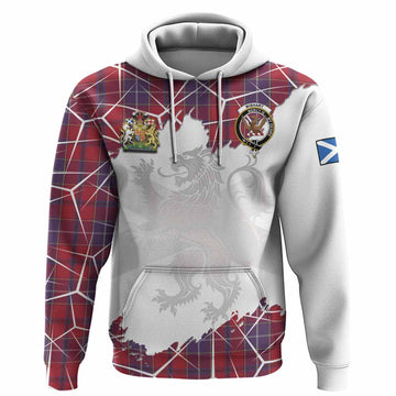 Wishart Tartan Hoodie with Family Crest and Lion Rampant Grunge Style