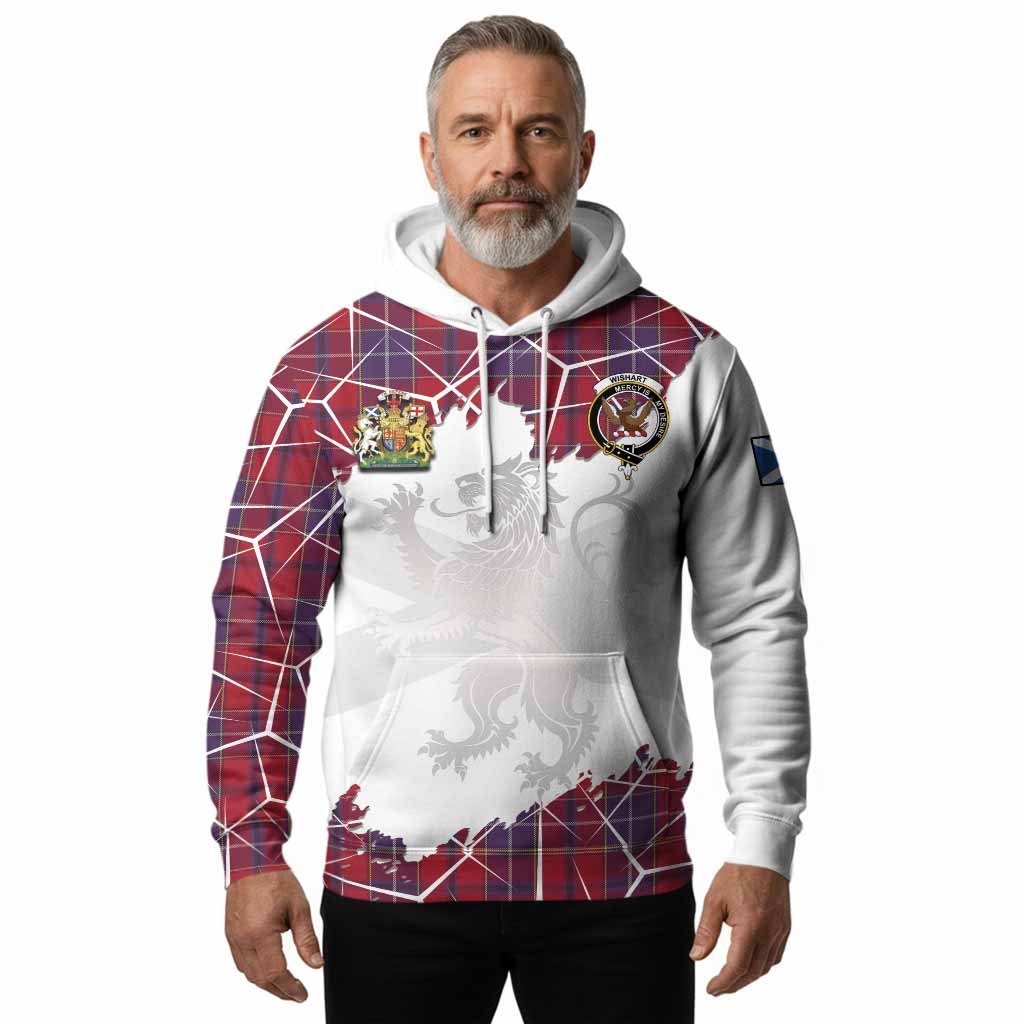 Wishart Tartan Hoodie with Family Crest and Lion Rampant Grunge Style