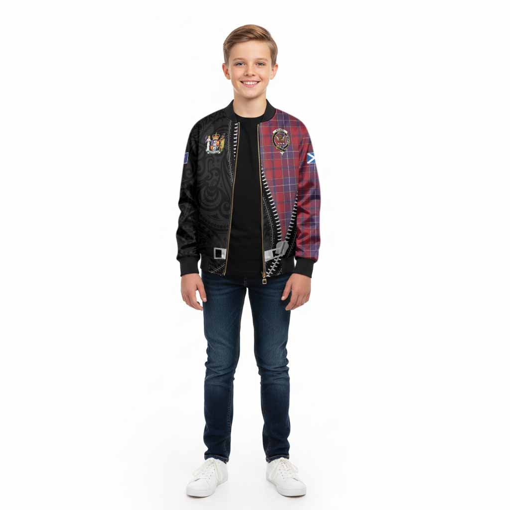 Wishart Tartan Kid Bomber Jacket New Zealand Pattern Unique Zipper Stylized