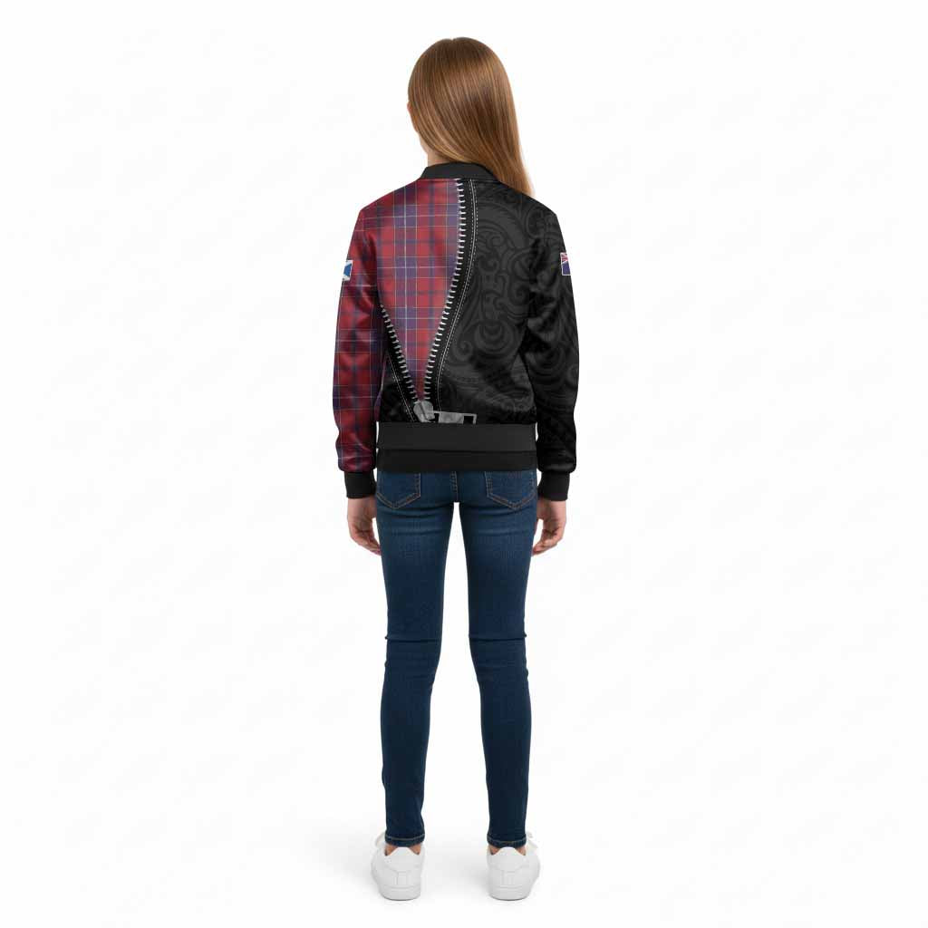 Wishart Tartan Kid Bomber Jacket New Zealand Pattern Unique Zipper Stylized